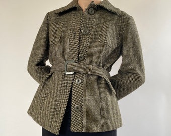 Vintage Wolle Gürtel Jacke Größe 12/14
