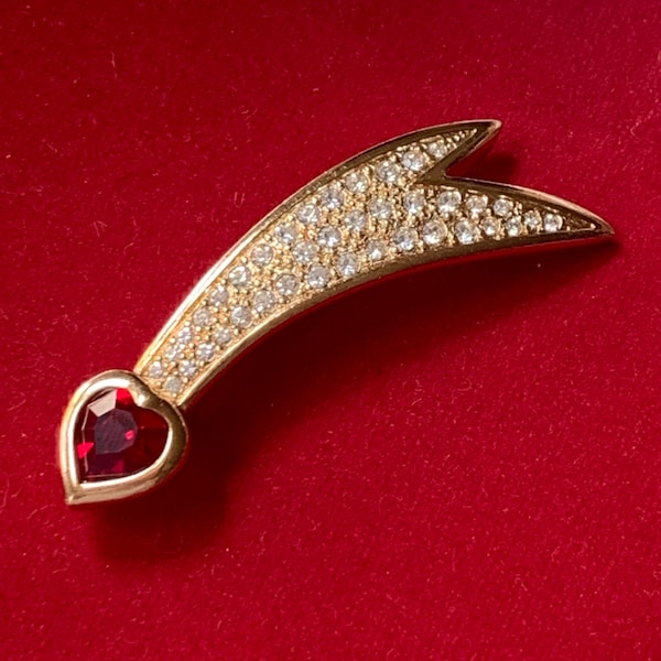 CHRISTIAN DIOR Heart pave crystal brooch pin