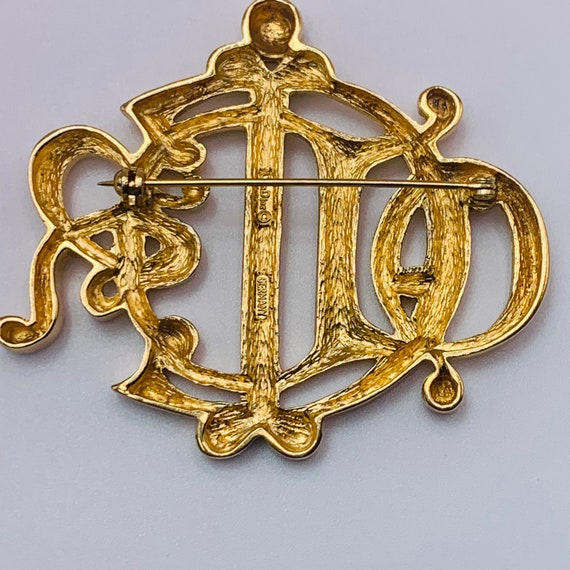 CHRISTIAN DIOR Germany Logo Monogram Gold Brooch … - image 5