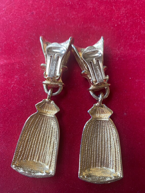 CHRISTIAN DIOR 1970s TASSEL Gold Earrings Clip - image 6