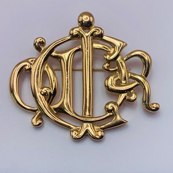 CHRISTIAN DIOR Germany Logo Monogram Gold Brooch … - image 4