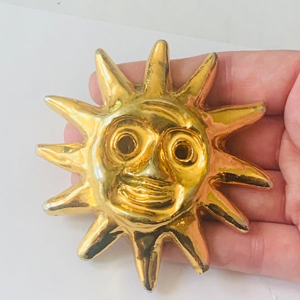 CHRISTIAN LACROIX X-Large Sun Face Brooch Gold
