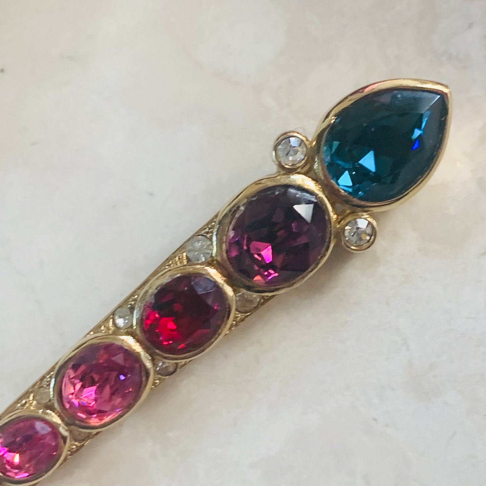 CHRISTIAN DIOR Gem Crystals Brooch Vintage Etsy