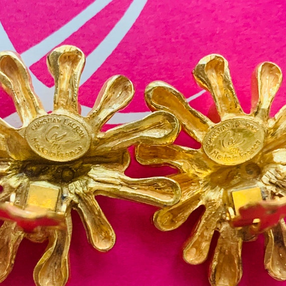 CHRISTIAN LACROIX Anemone Gold vintage earrings f… - image 5