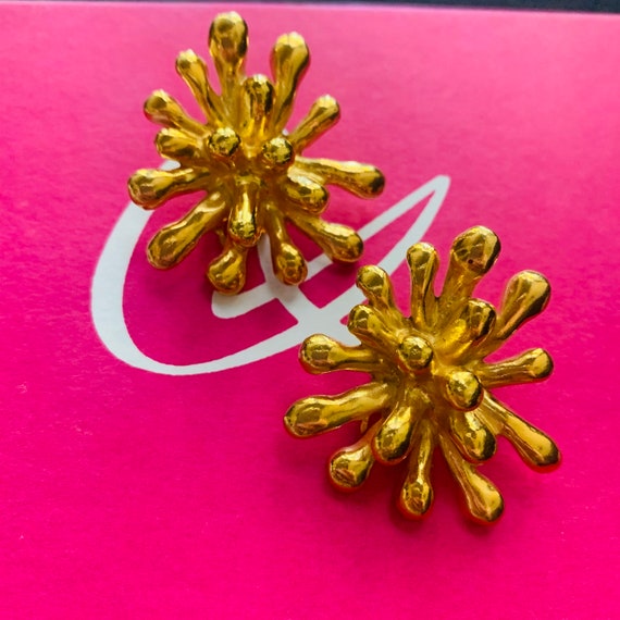 CHRISTIAN LACROIX Anemone Gold vintage earrings f… - image 2