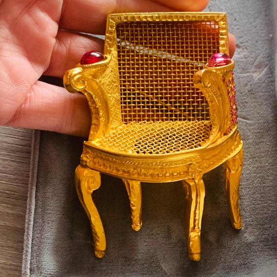 Huge KARL LAGERFELD First Edition Chair Brooch pi… - image 1