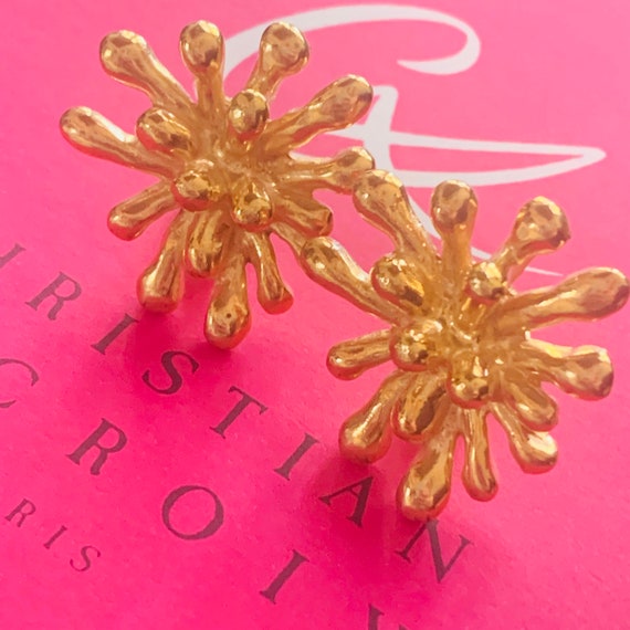 CHRISTIAN LACROIX Anemone Gold vintage earrings f… - image 4