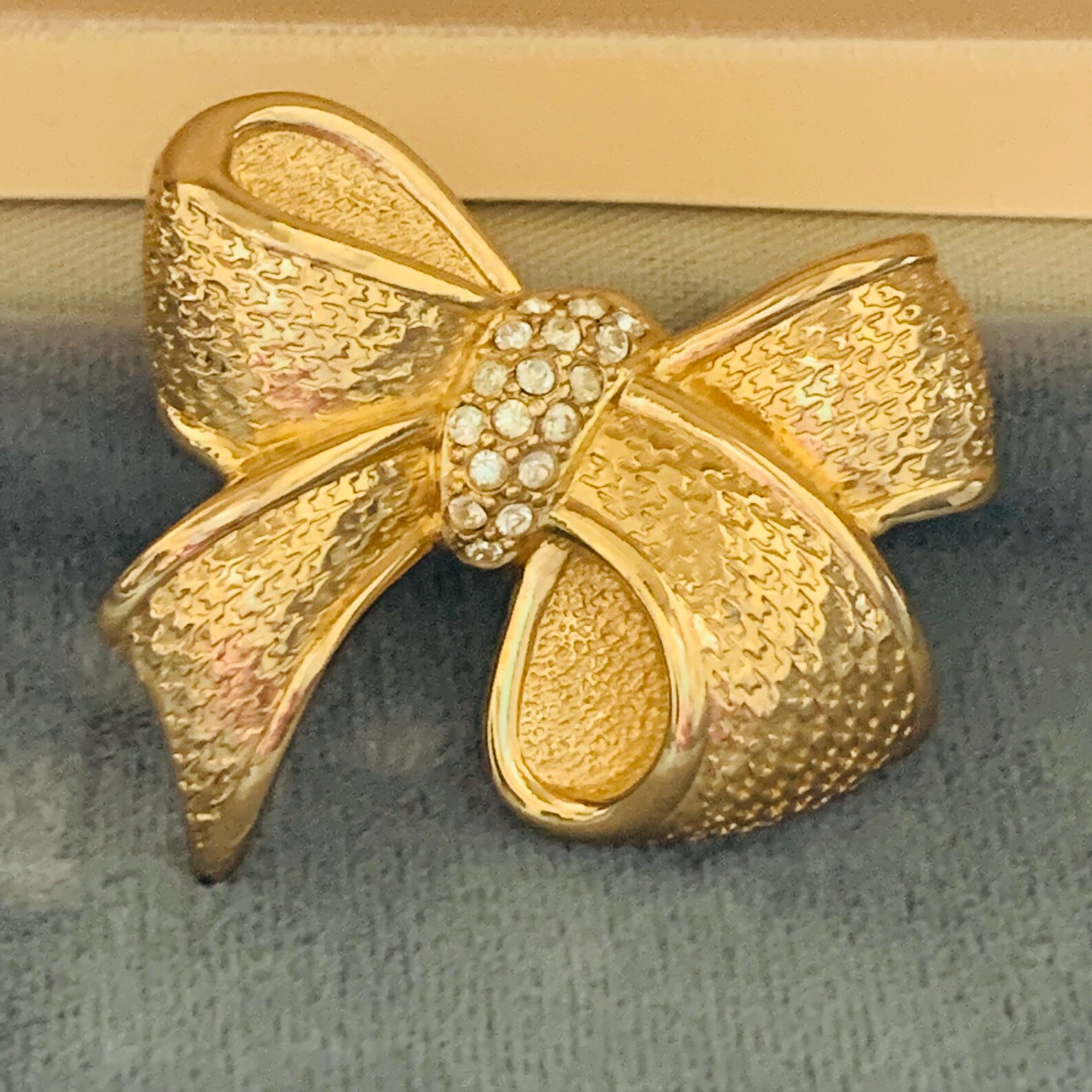 Christian Dior Bow Gold and Crystal Brooch Pin Etsy