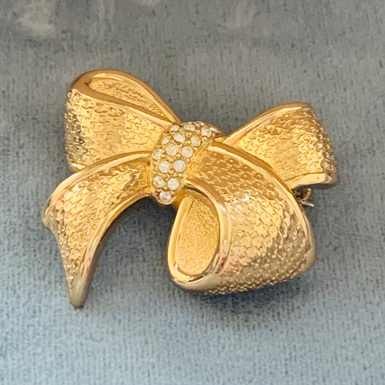 Christian Dior Bow Gold and Crystal Brooch Pin Etsy