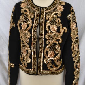 Black Knit Cardigan with Gold Sequins and Beads, Zara Jacket