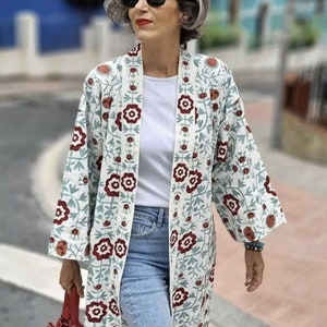 Zara  belted embroidered kimono kaftan, boho kimono, summer kimono