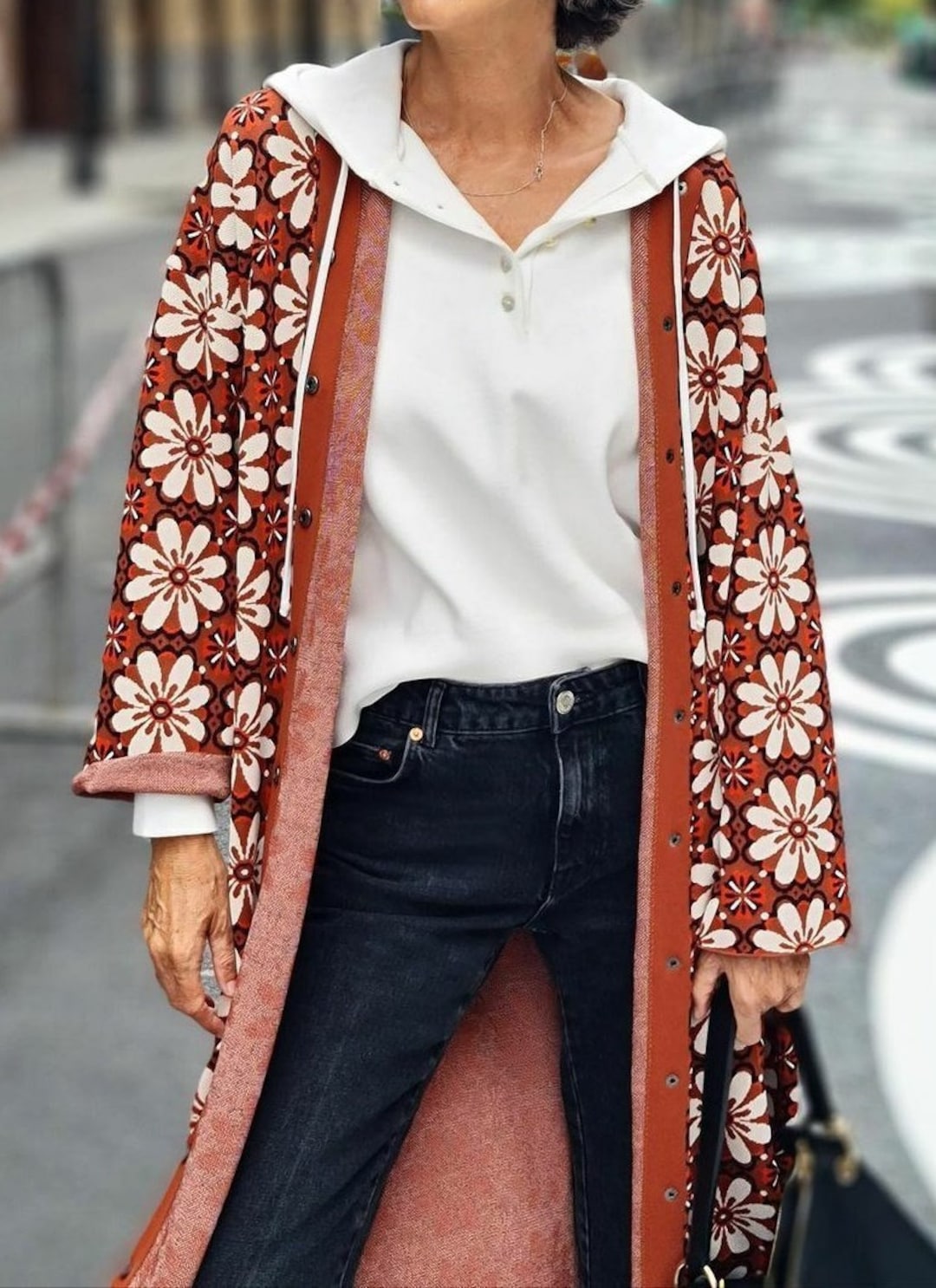 Jacquard Zara Kurze Strickjacke ZARA Floral Jacquard Knit Cardigan