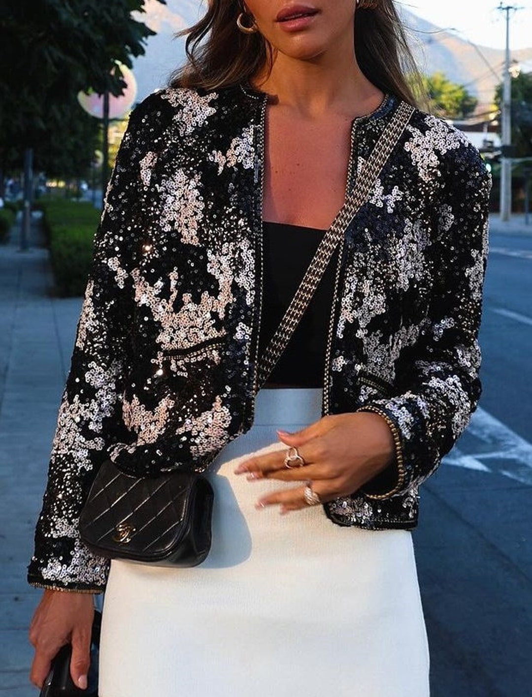 Alumu glitter peplum cardigan ぺプラムトップス Zara Open Cardigan With Sequins - Etsy