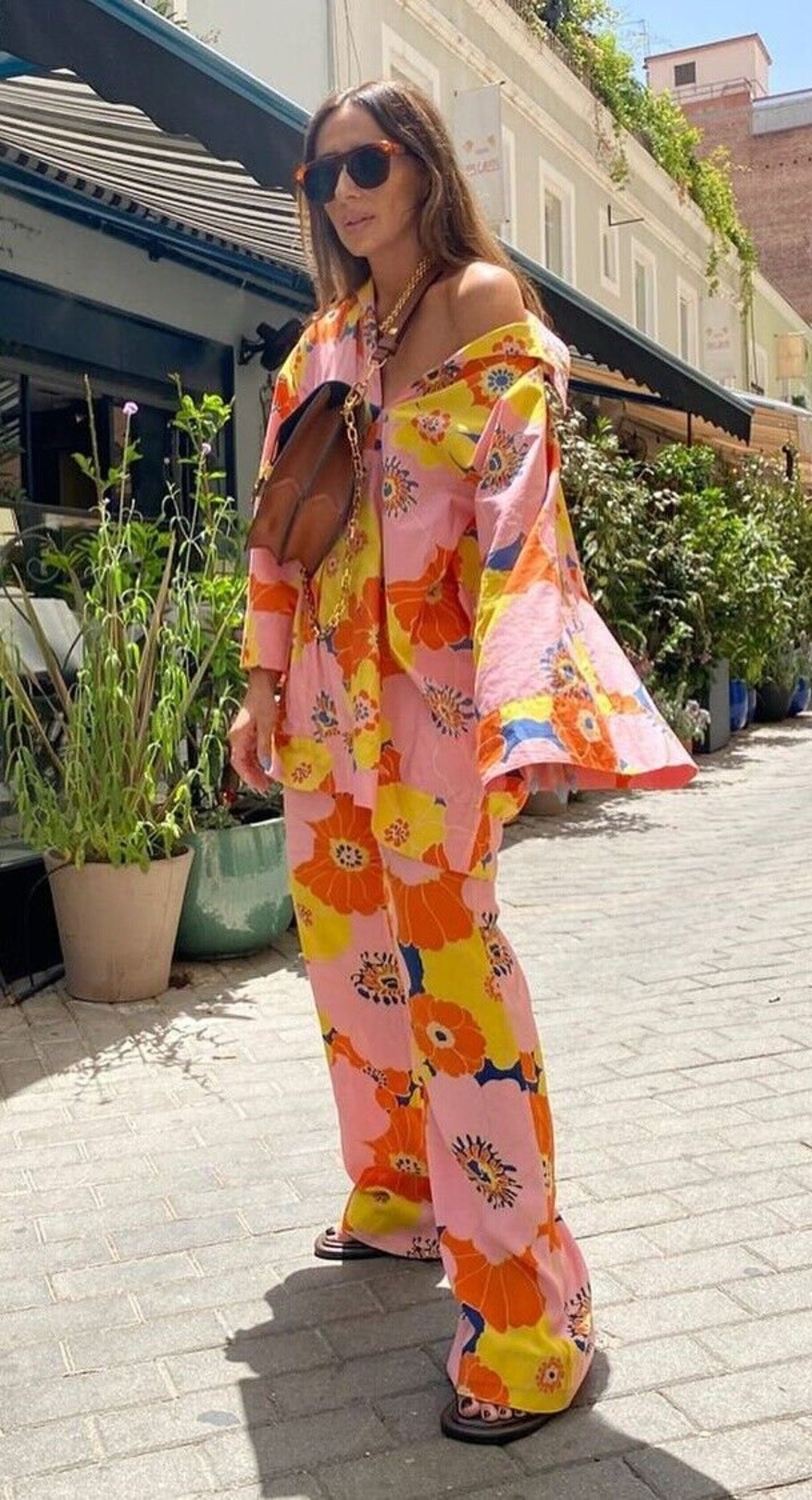 Zara shirt met bloemenprint met kimono mouwen met hoed en - Etsy België