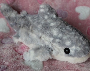 Tiburón ballena de nieve helada, peluche de tela blanca y plateada, suave, para niños, regalo para amigos y familiares.