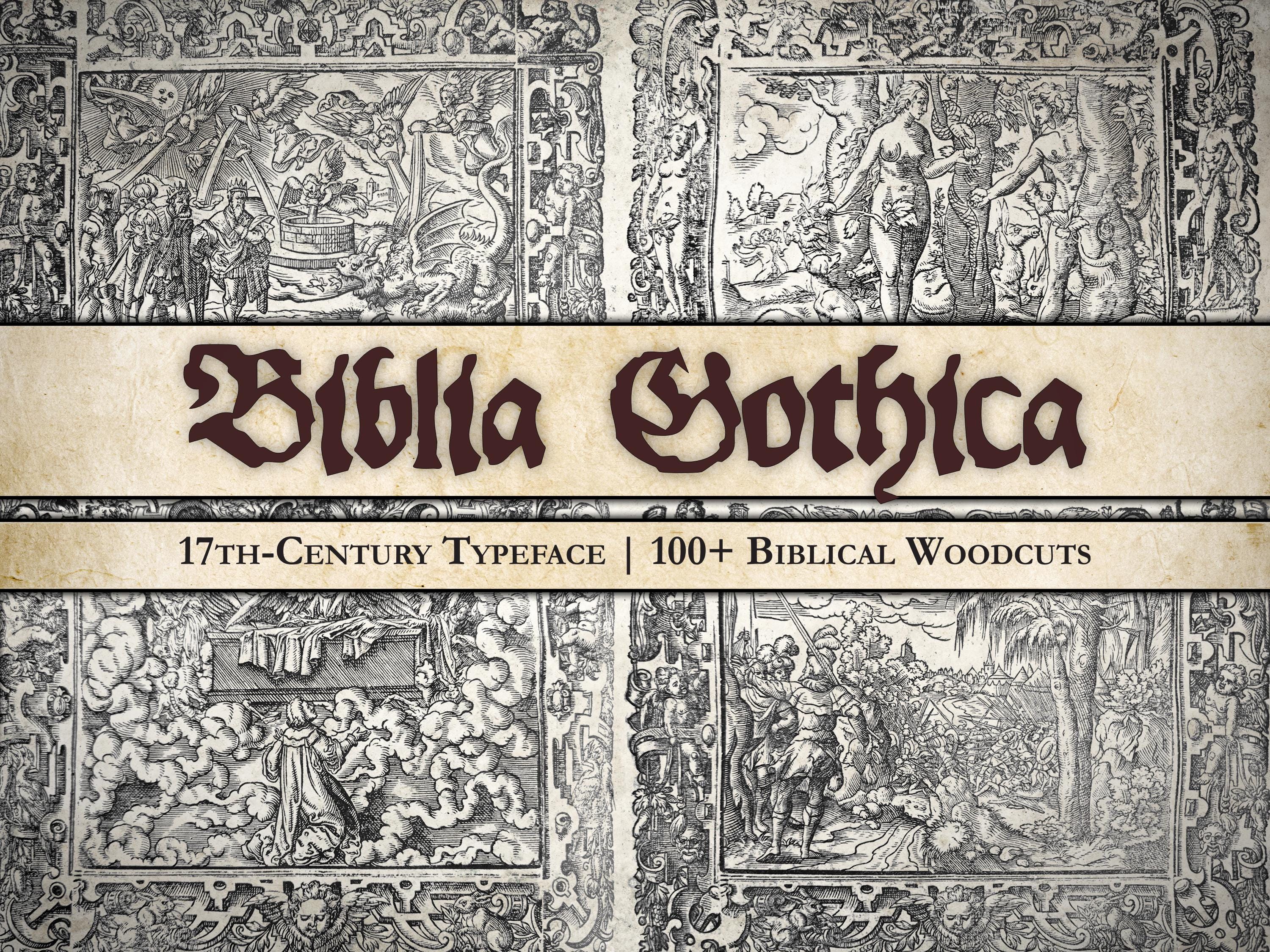 Biblia Gothica 1632: 17th-Century Typeface and 100+ Biblical Woodcuts   | Grimoires, RPGs, Occult Design