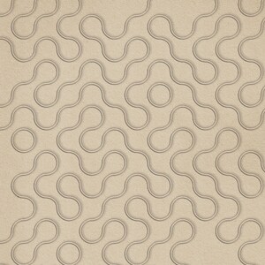May include: A seamless pattern of wavy lines on a beige background. The lines are arranged in a repeating pattern of loops and curves.