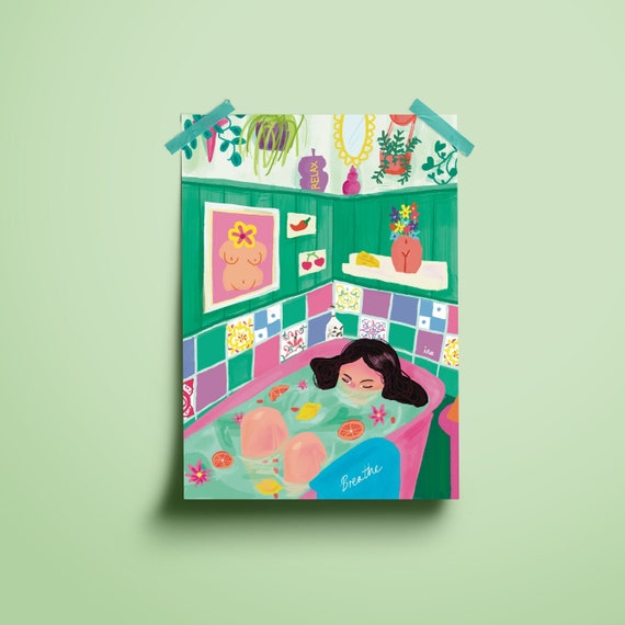 Self Care Day illustration - art print - A4, self love art, bedroom wall decor, self love decor