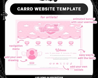 Cute Pink Carrd Website Template for Artists