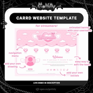 Cute Pink Carrd Website Template for Streamers