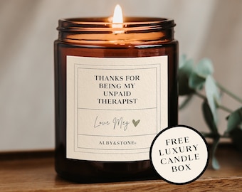 Unpaid therapist candle, Best friend candle, Funny candle, Best friend gift box, Best friend 30th birthday gift, Best friend birthday gift