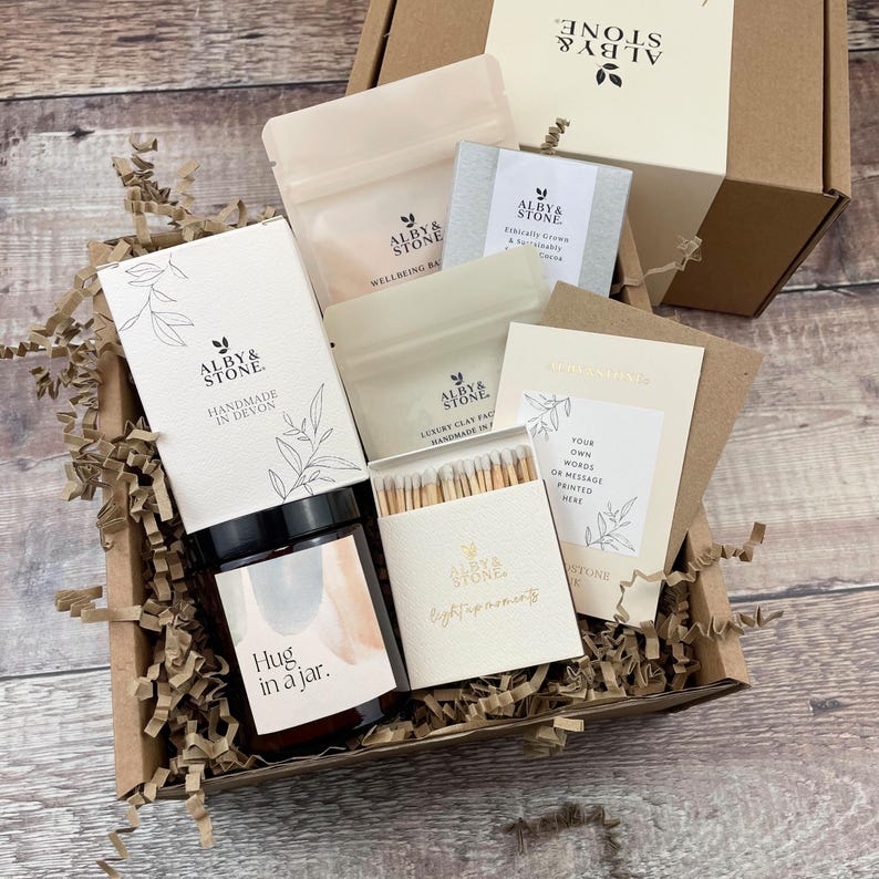 Candle gift set for her, Best friend gift box, Friend Candle, sending hugs gift box, thinking of you gift box, Cheer up gift box image 1