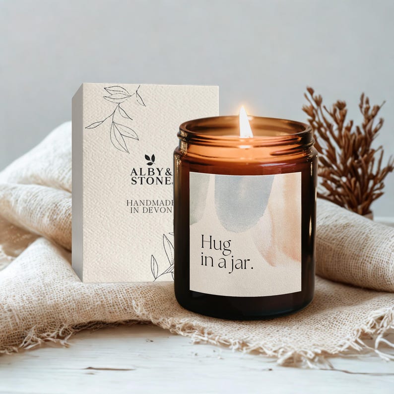 Candle gift set for her, Best friend gift box, Friend Candle, sending hugs gift box, thinking of you gift box, Cheer up gift box image 2
