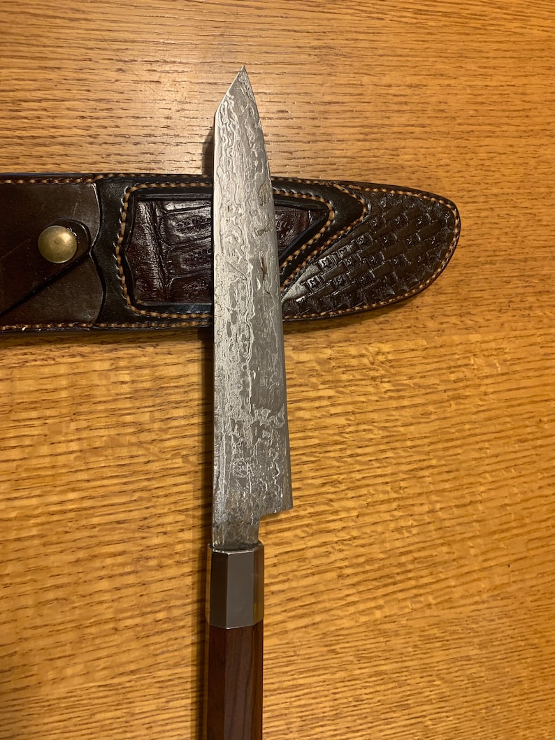 Meteorite Damascus Kitchen Knife Etsy