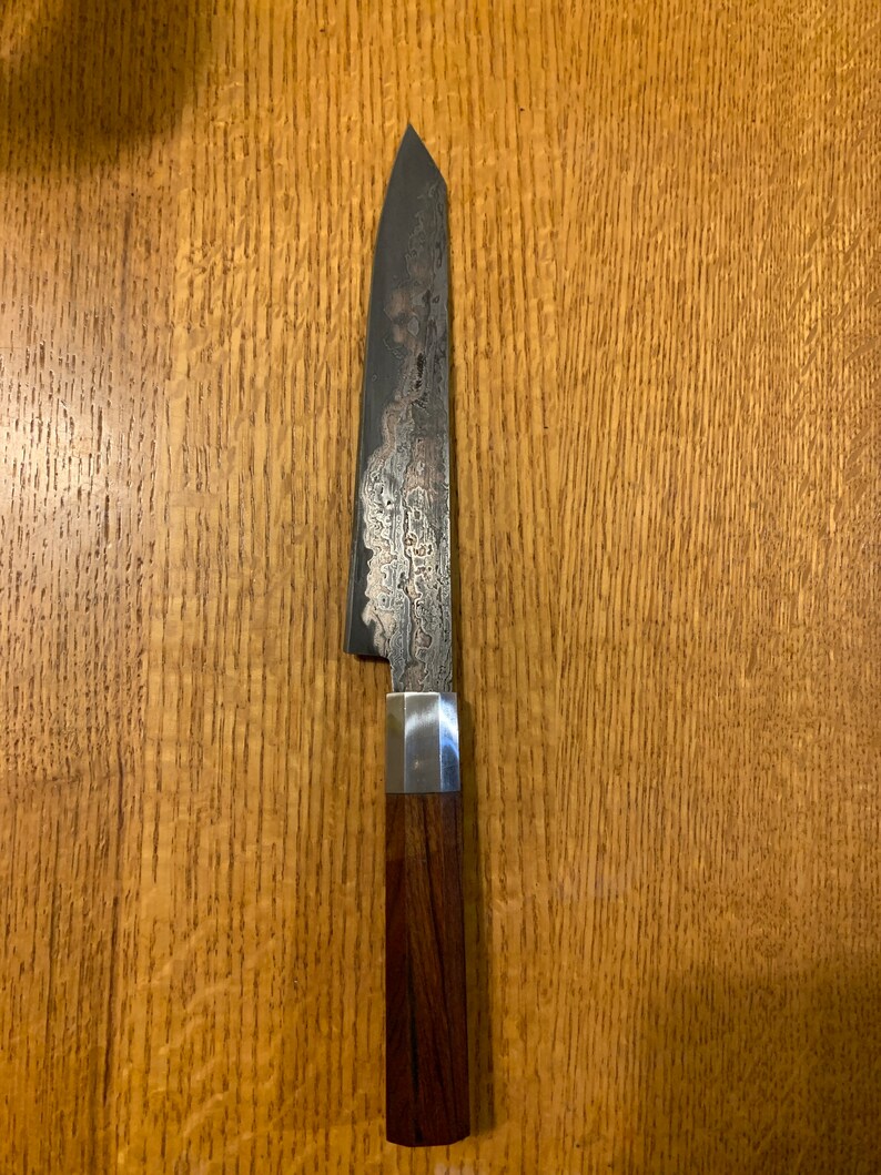 Meteorite Damascus Kitchen Knife Etsy