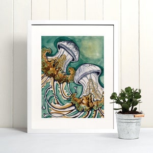 Art Print, Jellyfish, Marine life, ocean life, sea creature, watercolor print