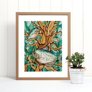 Art Print, Tetra Fish, Marine life, ocean life, sea creature, watercolor print