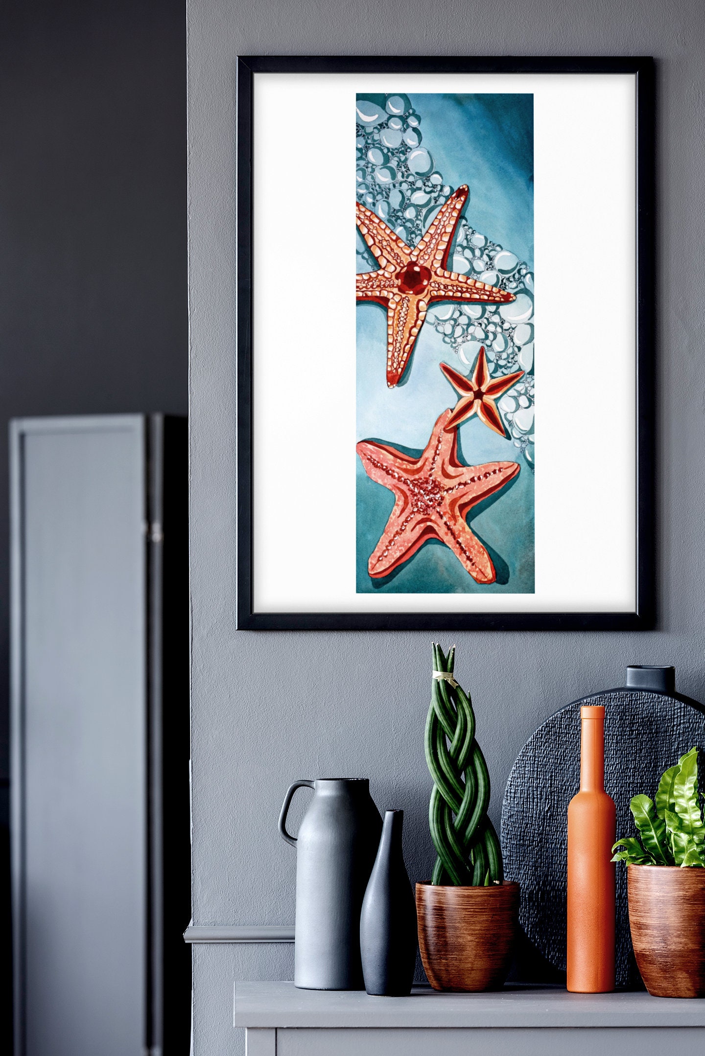 Starfish Wall Art, Watercolor Art Print, Coastal Decor, Beach House ...