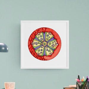Art Print, Sea Urchin Shell, Marine life, ocean life, sea creature, watercolor print