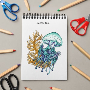 Spiral To Do List Notepad, 5.5in x8.5in, watercolor illustration, daily planner, Christmas gift, shopping list, gift for her, organizer