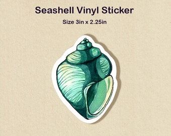 Seashell art Vinyl Sticker, Waterproof Sticker, for laptop, beachcomb art sticker, coastal sticker for journal, beach lover gift