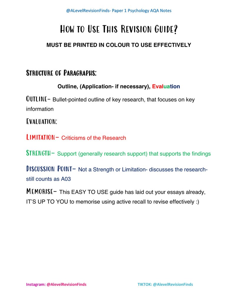 Psychology Paper 2 AQA A Level Notes NEW 2021 - Etsy