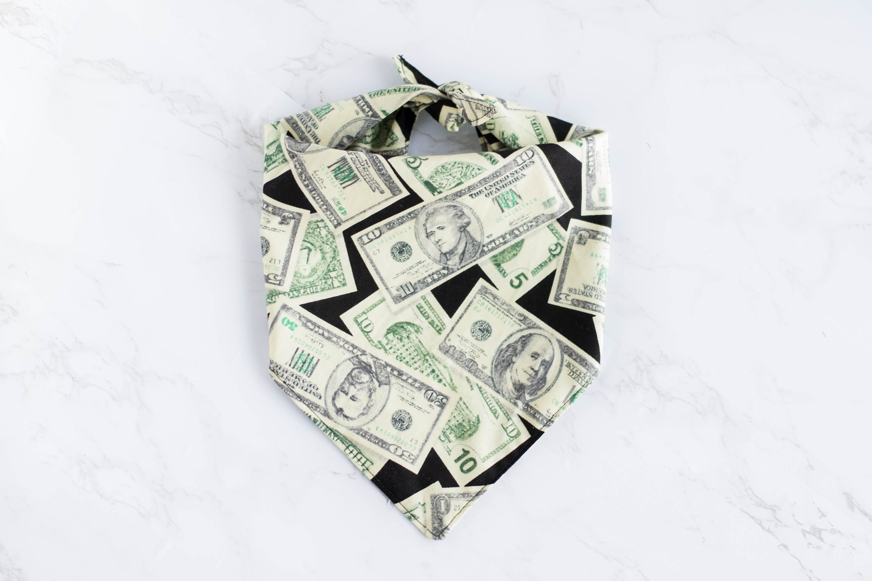 Money Dog Bandana, Dollar Bill Bandana, Green and Black Bandanas, Funny