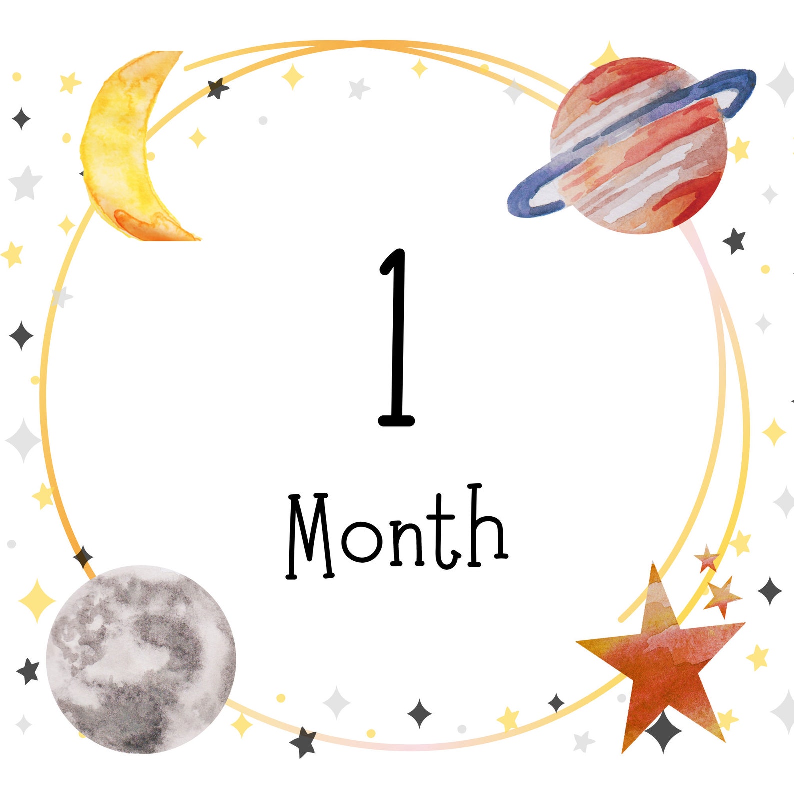 Printable Baby Milestone Cards - Space Theme - Baby Boy - 15 Cards ...