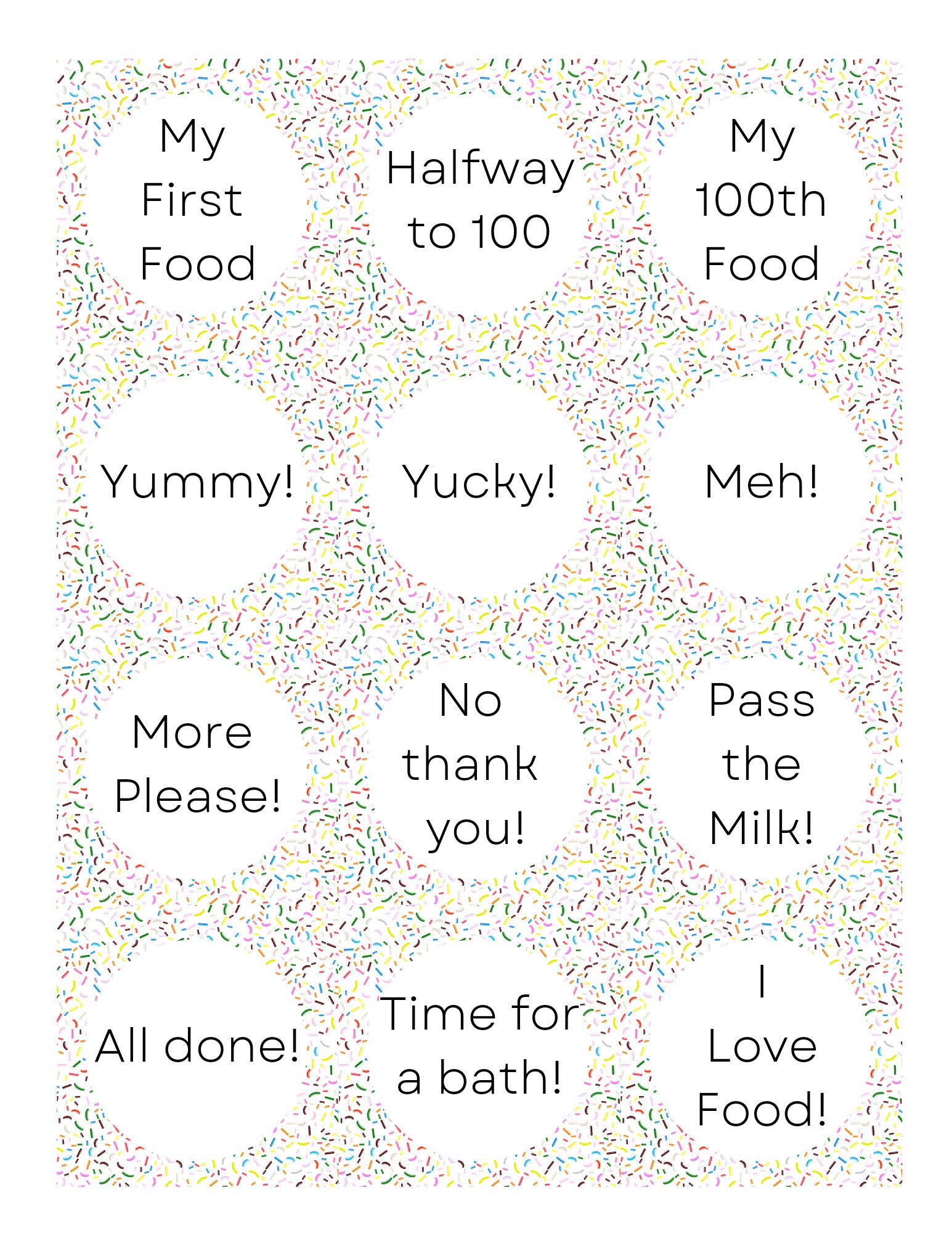 Printable List of Baby's First 100 Foods - Milestone Food Cards