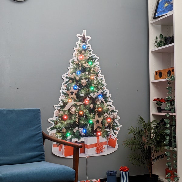 Grande affiche murale d'arbre de Noël à DEL - Fabriquée au Canada