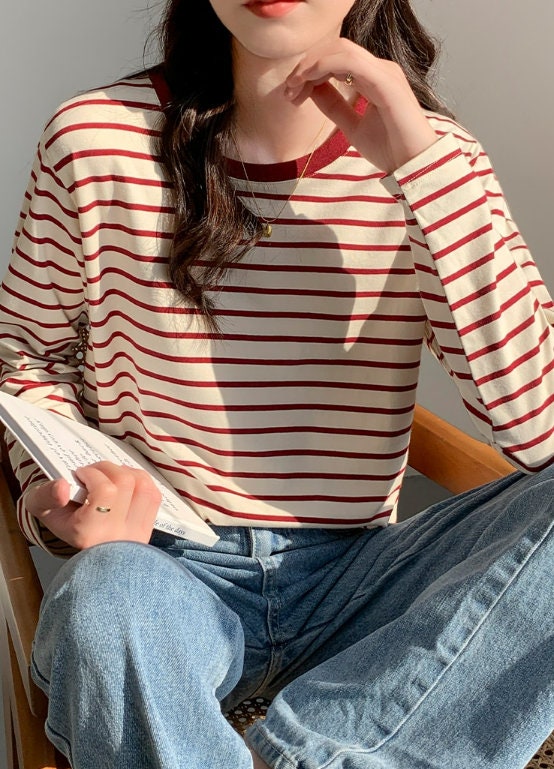 Striped Retro T-shirt for Women / Dark Academia Clothing - Etsy