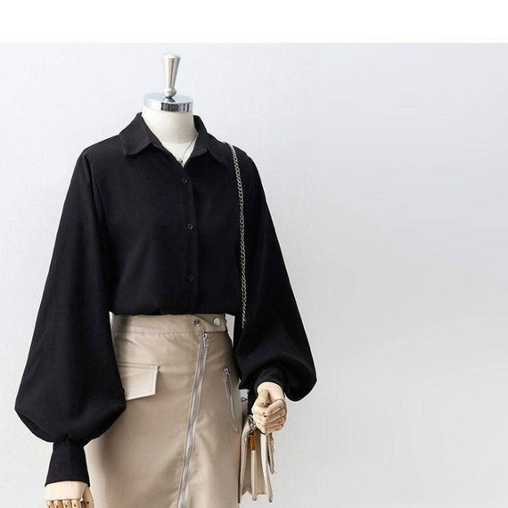 Lantern Sleeve Retro Vintage Style Blouse Shirt / Academia Clothing for Women