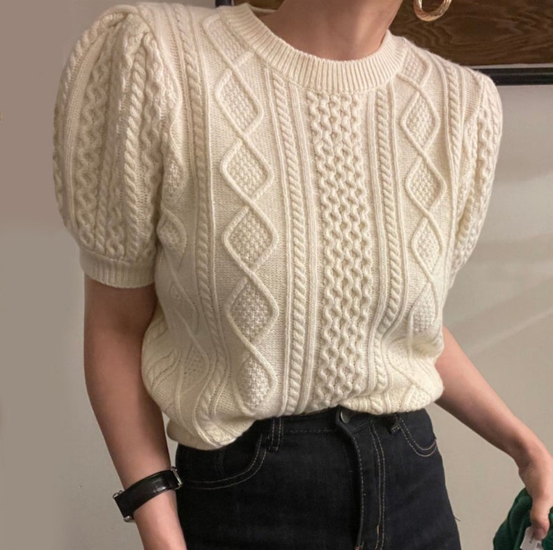 Retro Crop Top Knitted Sweater / Vintage Style Light Academia Etsy
