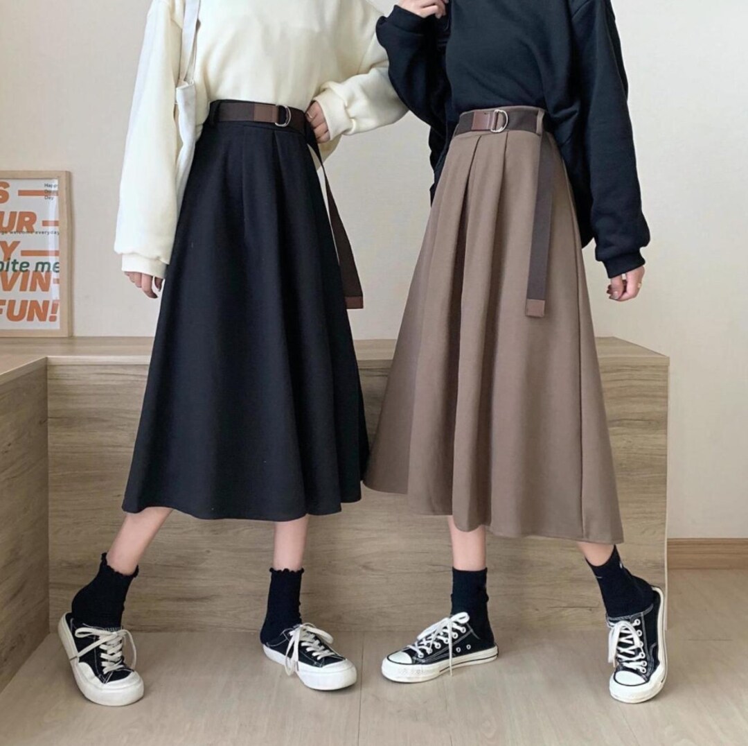Solid Long Skirt / Dark Academia Clothing - Etsy