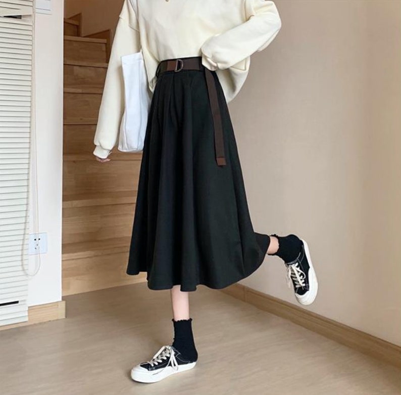 Solid Long Skirt / Dark Academia Clothing | Etsy