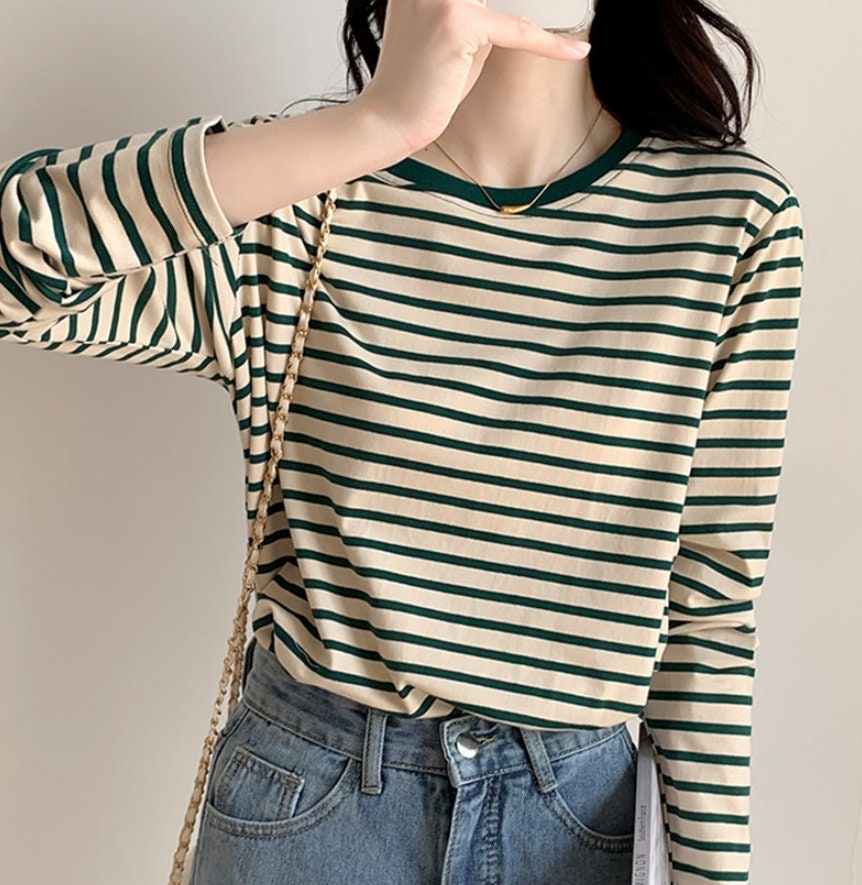 Striped Retro T-shirt for Women / Dark Academia Clothing - Etsy