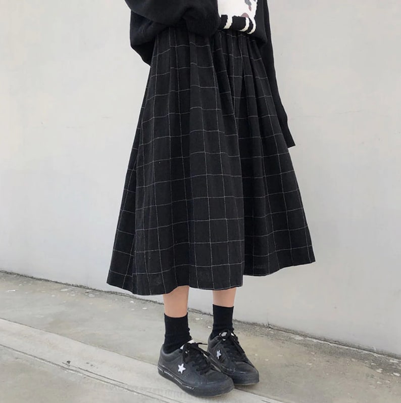 Plaid Long Skirt / Dark Academia Clothing Etsy