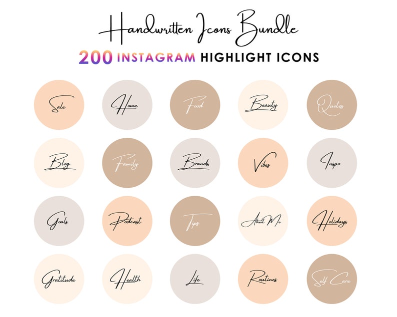 200 Instagram Story Highlight Icons Handwritten Highlight | Etsy Canada