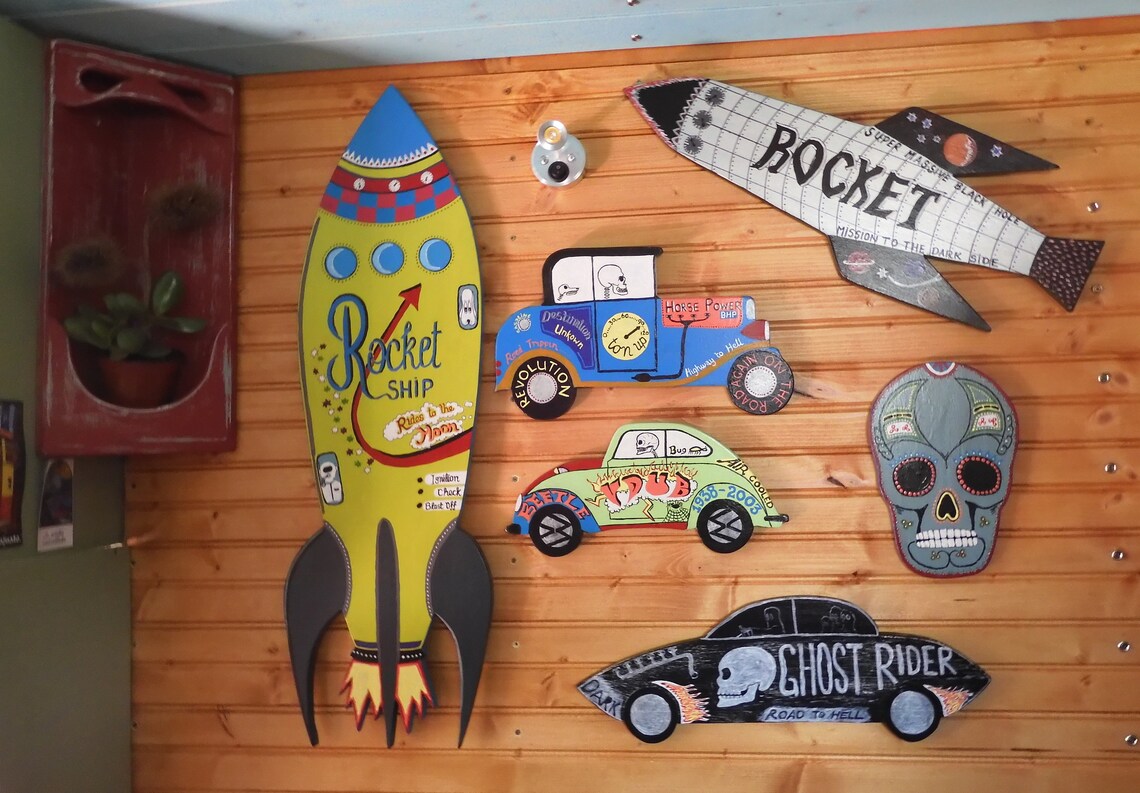 Original hand painted wall art/rocket Etsy