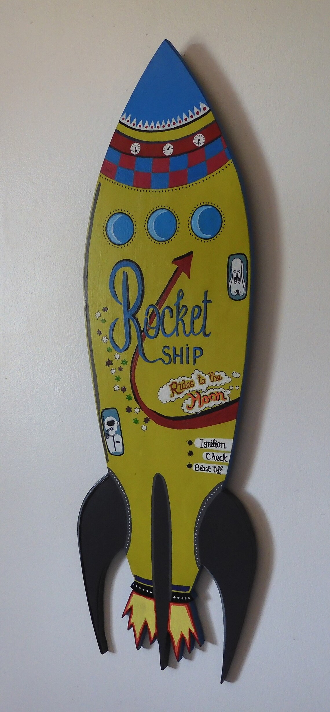 Original hand painted wall art/rocket Etsy